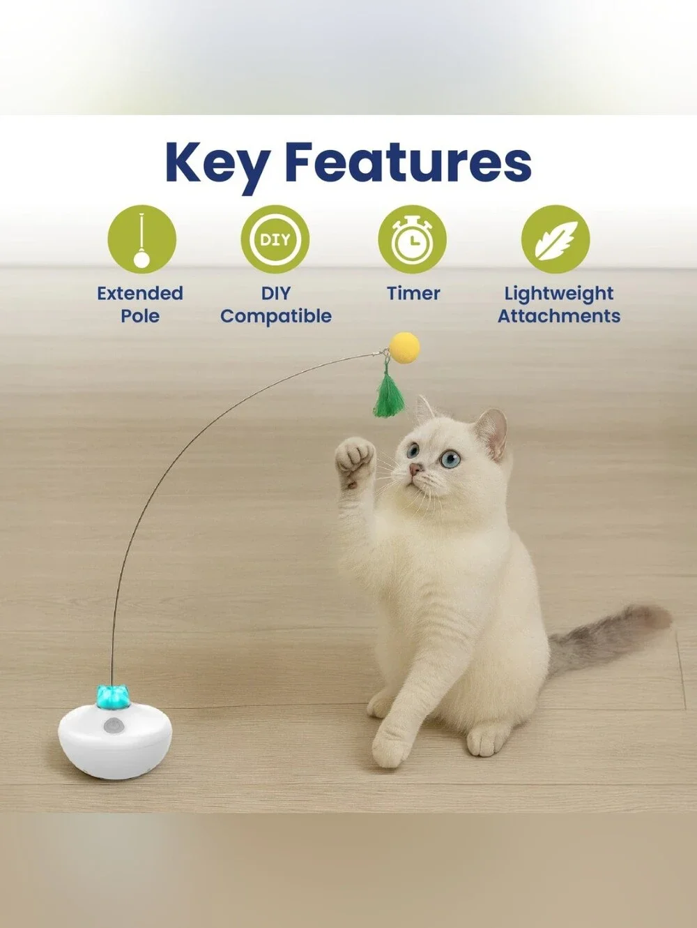 PawsPik Interactive Rechargeable Exercise Tumbler Cat Toy, White